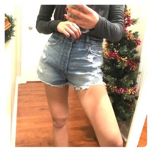 A&F High Rise Denim Shorts